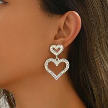 情人节爱心镶嵌AB宝石上下拼接节日庆典耳环聚会派对时尚女士耳环 - 愛心AB寶石耳環 - 查看 2