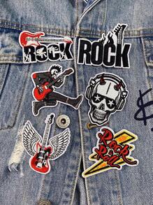 Set de 2/6 piezas de parches bordados de calavera y guitarra rock de estilo punk para música callejera, para planchar o coser en ropa, accesorios, mochilas, vaqueros, chaquetas, camisetas, gorras, vestidos, etc.