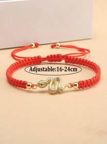 1pc White Zirconia Inlaid Green Eyed Snake Bracelet, Suitable For Men's Daily Wear, Snake Year Festival Gift - Mint Blue - View 10