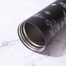 Taza de café altamente decorativa con Camellia , termo de acero inoxidable aislado con gran capacidad, simple y doble pajilla para beber, doble capa de aislamiento y refrigeración, diseño elegante, taza portátil para uso en el automóvil tanto para hombres como para mujeres,adecuada para llevar sobre la marcha - Negro - Ver 3