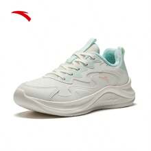 Anta 2024 年冬季女款轻便柔软外底网眼透气休闲跑步鞋 - 象牙白/泡沫綠/螢光高光粉 -10 - 查看 2