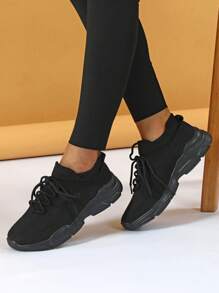 一脚蹬运动鞋，女士步行网球鞋，轻便休闲运动鞋，适合健身、旅行和工作 - 黑色 - 查看 1