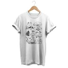 Mushroom T-Shirt, Goblincore Top, Soft Grunge Shirt, Grunge Fairycore Clothing, Cottagecore Fashion, Mycologist Gift, Edgy Girl Tee, Shroom - Black - View 1