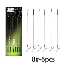 Carp Fishing Hair Rigs Wide Gape Barbed Carp Hooks Anti-Tangle Swivel Braided Line Rig - Multicolor - View 7