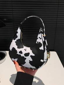 A Fashionable New Cow Print Leopard Print Zebra Print Girl Handbag, Classic Cow Print Design Pu Zipper Closed Handb