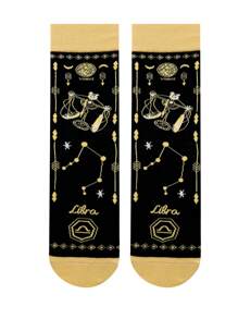 1 par de calcetines unisex personalizados con diseño de signos del zodiaco, calcetines casuales y lindos con estilo de monopatín hasta el tobillo, versátil para uso diario
