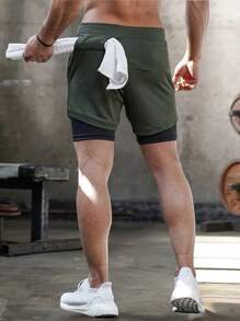 5pcs Men's 2-In-1 Double Layer Shorts With Inner Pockets - High Stretch, Quick-Dry & Breathable Sports Shorts For Gym, Fitness, Outdoor Activities - Black, Blue, Red, Green, White - Lightweight & Comfortable For Summer Workouts, Gym Apparel | Zipper Pocket Shorts | Stretchable Fabric, Perfect For Outdoor - Mixed Colors - View 3