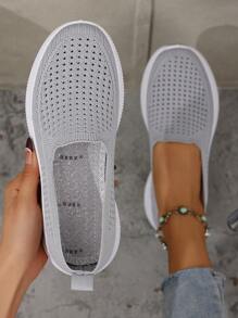Nuevos tenis tipo calcetín de malla primaveral para mujer, cómodos y sin cansancio - Gris - Ver 4