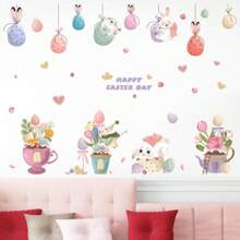 Easter Bunny Easter Egg Children's Room Entrance Cabinet Wardrobe Classroom Bedhead Decoration Wall Stickers Living Room Bedroom Outdoor Refrigerator Stickers Kitchen Stickers Dining Room Decoration Beautification Home Wall Stickers Waterproof And Detachable PVC Material Gifts Birthday Graduation Home Decor Wall Decor Bathroom Decor Bedroom Decor Room Decoration Stuff Living Room Decor House Decor Home Decor Living Room Wall Paper Personalised Stickers