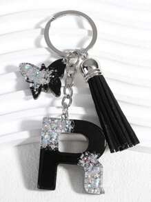 1 pieza Llavero de letra de resina, llavero de coche inicial para ella, dije de bolso y monedero, colorido y lindo, etiqueta del alfabeto como regalo, recuerdo, accesorio de coche, dije de bolso, accesorio escolar, gótico, Y2k