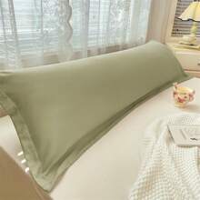1 pièce Taie d'oreiller de nouvelle couleur unie, taie d'oreiller double douce et amicale pour la peau, couleur macaron, simple/double, taie d'oreiller de couple longue (oreiller non inclus), style Ins, convient pour toutes les saisons - Vert - Voir 6