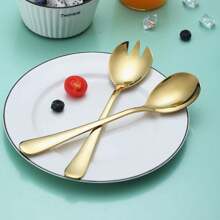 2pcs Salad Server Set, Stainless Steel Salad Spoon Salad Fork, Salad Serving Set For Home/Kitchen/Restaurant/Party/Easter/Mother's Day, Mirror Polished, Dishwasher Friendly