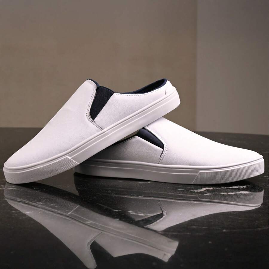 Lala Men's Iate Mule Slip On Leather Sneakers Easy To Wear Stylish - Navy Blue - View 1