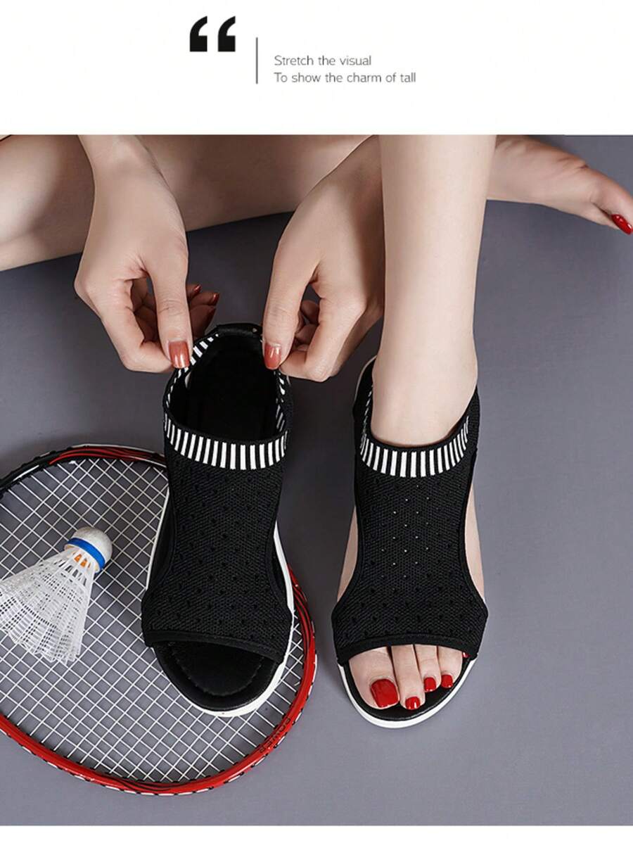 Summer New Bohemian Beach Wedge Sandals - Black - View 1