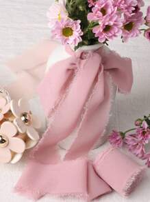 雪纺丝带每卷宽 4 厘米，长 5 米（196.9 英寸），手工制作的流苏雪纺丝绸丝带，适用于婚礼请柬、新娘花束、礼品包装、DIY 工艺品，多种颜色可供选择