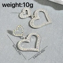 情人节爱心镶嵌AB宝石上下拼接节日庆典耳环聚会派对时尚女士耳环 - 愛心AB寶石耳環 - 查看 5