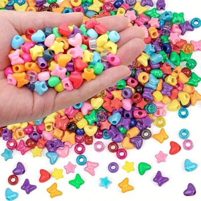 200/400/600pcs Assorted Colorful Plastic Rainbow Pony Beads, Loose Perforated Beads For Jewelry Making DIY Accessories, Bracelet Necklace Handmade Craft Supplies