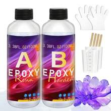 Epoxy Resin AB Glue 1.34oz/6.76oz/16.91oz/33.81oz - New Crystal Clear Coating Kit, Non-Yellowing No Bubbles Self-Leveling Easy Mix 1:1 Ratio, 2 Part Casting Resin For Art, Craft, Jewelry Making, River Table, DIY Gifts - Clear - View 4