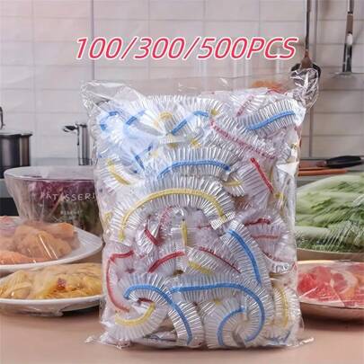 100/50pcs Disposable Fresh-Keeping Film, Disposable Plastic Wrap Household Kitchen Refrigerator Leftover Rice Fruit Food Plastic Sealed Fresh Cover, Anti-Odor Leak-Proof Dust-Proof Freezer Cover, Refrigerator Fresh Keeping Cover, Kitchen Accessories, Only Suitable For Small Plates With A Diameter Of 7.87in
