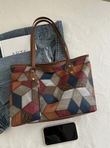 A Classic Patterned Women's Handbag, Large Capacity Shoulder Bag, Fashionable Work Bag, With A Small Coin Purse