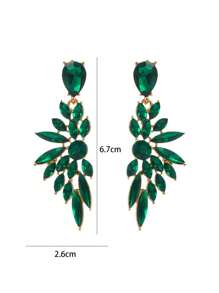 1 par de Pendientes de lujo con diseño de ala larga y cristales, de forma de hoja hueca, exquisitos para fiestas de alta gama, de estilo europeo y americano