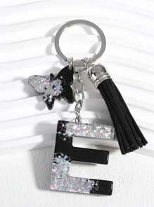 1 pieza Llavero de letra de resina, llavero de coche inicial para ella, dije de bolso y monedero, colorido y lindo, etiqueta del alfabeto como regalo, recuerdo, accesorio de coche, dije de bolso, accesorio escolar, gótico, Y2k