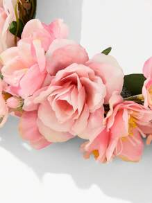 1pc Bohemian Style Fabric Artificial Flower Wreath Headband, For Bride/Bridesmaid Wedding