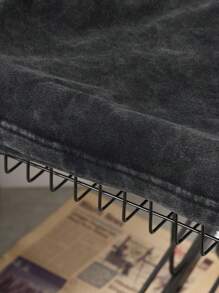 Shwiy Men's Washed Black Short Sleeve T-Shirt, Minimalist Dystopian Style Suitable For Daily, School, Casual Wear, Emo, 2000s Style - Black - View 5