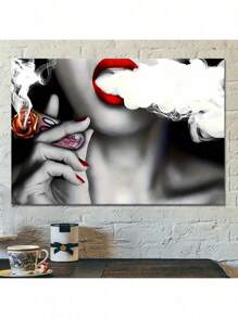 1 Pc The Lover's Room Is Decorated With Smoking Sexy Women Wooden Framed Canvas Painting -  Thickness 2.25cm/0.9inch,Home Gift Decoration, Room Decoration Aesthetic, Wall Decoration Art, Perfect Gift, Autumn And Winter Wall Decoration, Living Room Decoration, Bedroom Decoration, Kitchen Decoration, Entry Decoration, Bathroom Decoration, Direct Wall Painting, High Quality Wall Painting Poster