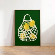 3pcs Minimalist Lemon Wall Art Set - Vintage Yellow-Green, Frameless Canvas Paintings, Suitable For Living Room, Kitchen, Dining Room Decor, Birthday & Graduation Gift