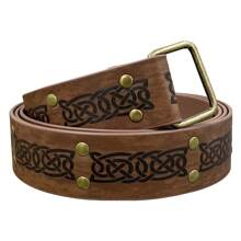 手工制作的中世纪凯尔特结压花腰带，骑士圆形皮带，适合 COSPLAY、舞台道具搭配