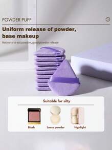 50pcs Triangular Velvet Makeup Powder Puff, Facial Powder Puff, Reusable Makeup Powder Puff, Facial And Eye Makeup Powder Puff,Makeup,Cheap,Room Decor,Vanity,Travel,Bedroom,Makeup Accessories,Puff,Makeup Blender,Powder Puff,Makeup Sponge,Cheap,Stocking Stuffers,Makeup,Makeup Tools,Cheap Stuff,Gifts,Gifts For Women,Christmas Gifts - Purple - View 2