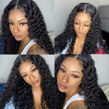 BINF Water Wave Human Hair Bundles 28 30 32 40 Inch Unprocessed Water Deep Curly Bundles Human Hair Natural Color Deep Curly Remy Hair - Natural Black - 查看 7