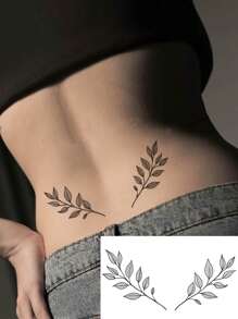 1 件可洗临时纹身，7-14 天，草本纹身，PVC，网红风格，互锁叶子图案设计，防水，防汗，适合人群
