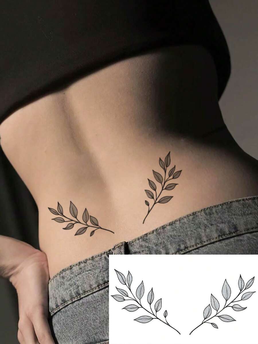 1 件可洗临时纹身，7-14 天，草本纹身，PVC，网红风格，互锁叶子图案设计，防水，防汗，适合人群