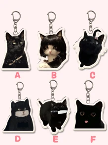 1 件可爱亚克力黑猫钥匙扣、指甲猫钥匙扣/美女猫钥匙扣/蝴蝶结猫钥匙扣/战士猫钥匙扣/淘气猫钥匙扣。非常适合男朋友、女朋友、家庭成员、友谊钥匙扣/女士钥匙扣/包包挂饰/钥匙扣汽车配件学校哥特 Y2k 万圣节配饰教师节圣诞节礼物创意