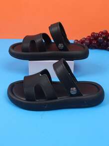 儿童平底凉鞋/儿童平底拖鞋/儿童平底沙滩拖鞋 - 黑色 - 查看 7