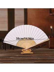 1pc/5pcs White Foldable Paper Fan, Blank Solid Color Folding Fans, Wedding Table Decor Fans, Wedding Guest Favors, Bride Holding Decor Fans, Suitable For Wedding Decoration Fans, Wedding Photo Props - Multicolor - View 6