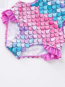 Nouveau maillot de bain une pièce dégradé d'écailles de poisson pour enfant/jeune fille de 4 à 12 ans