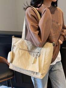 Bolso de lona grande con monedero 1 pieza Nuevo estilo universitario coreano Bolso escolar de estudiante de secundaria Bolso casual Bolso bandolera de hombro Bolso de lona Bolso cruzado, Bolso de mujer con monedero, Bolso escolar para compras, vacaciones, Bolso de mano con cremallera, Bolso escolar grande, Múltiples compartimentos, Perfecto para playa, escuela, trabajo y uso diario, Bolso escolar y mochila de estilo artístico para mujeres o estudiantes, Perfecto para libros, compras, vuelta al cole y talla grande