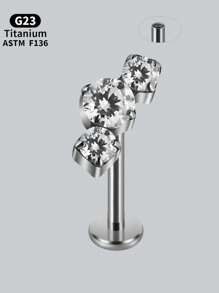 1PC Horse Eye Marquise Zirconia Pave Labret Lip Stud Cartilage Hoops Earring Titanium Alloy Internal Thread Arc Water Drop Piercing HelixTragus Lobe Ear Stud Unisex - Titanium Color - View 10