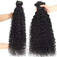 BINF Water Wave Human Hair Bundles 28 30 32 40 Inch Unprocessed Water Deep Curly Bundles Human Hair Natural Color Deep Curly Remy Hair - Natural Black - 查看 2