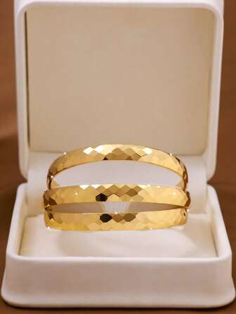 1/3/6Pcs Simple Classic Geometric Prism Gold Bracelet For Women Daily Wear, Exquisite Jewelry Gifts, Excluding Box