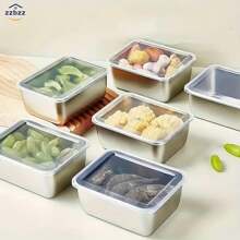 1/4 - 件不鏽鋼食品儲存容器附蓋。可堆疊冰箱收納盒，防漏廚房便當盒，適用於餐點準備、冰箱、野餐。提供 S/M/L/XL 尺寸 - 彩色 - 查看 6