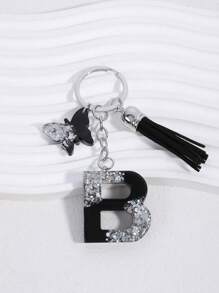 1 pieza Llavero de letra de resina, llavero de coche inicial para ella, dije de bolso y monedero, colorido y lindo, etiqueta del alfabeto como regalo, recuerdo, accesorio de coche, dije de bolso, accesorio escolar, gótico, Y2k