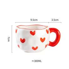 300ML Cute Hand Pinched Irregular Ceramic Mug Flower Heart Pattern Coffee Cup Breakfast Milk Tea Cups Gift For Kids Girls