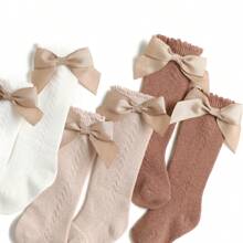 Girls' Simple Bow Design Mid-Calf Socks