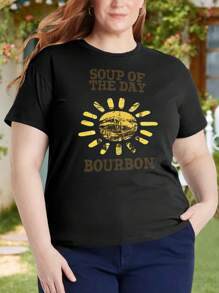 Soup Of The Day Bourbon Whiskey Oversize Women T-Shirt For Women (Big Sizes) - Jack Daniels Jim Beam - Black - View 1