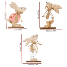 LIXUN 3 buc Iepuraș de lemn Ornamente de artizanat Iepuraș de Paște din lemn de birou Mese de iepuraș neterminat Semne din lemn pentru decorarea interioară a primăverii de Paște - Multicolor - Vizualizare 6