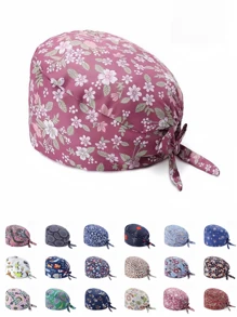 1 pieza Gorra de trabajo con estampado digital para mujeres/Gorra de enfermera, antibacteriana y antipolvo, adecuada para enfermeras, profesionales de belleza, amas de casa y personal de limpieza en instituciones médicas